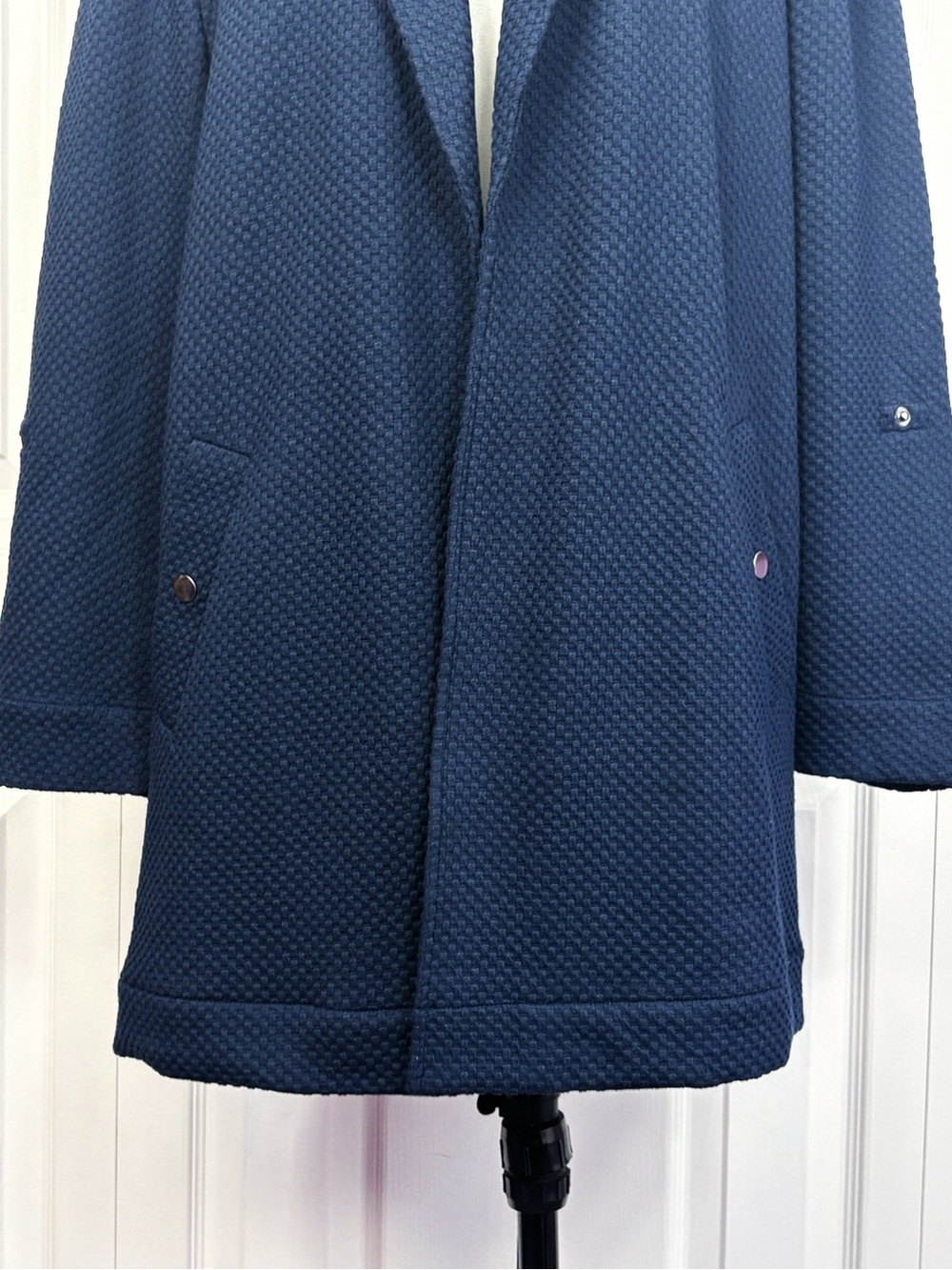 NWT CJ Banks Navy Blue Textured Knit Open Front Shacket Blazer 1X - Picture 9 of 16